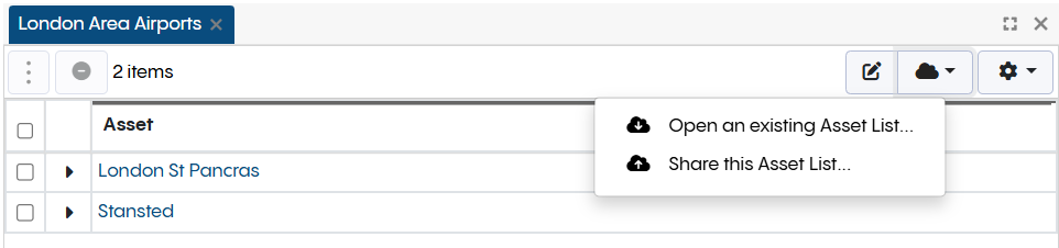 Codes Tab - Asset List