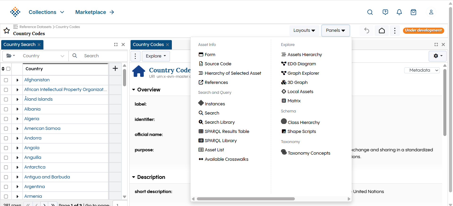 Count Codes - Panels Dropdown