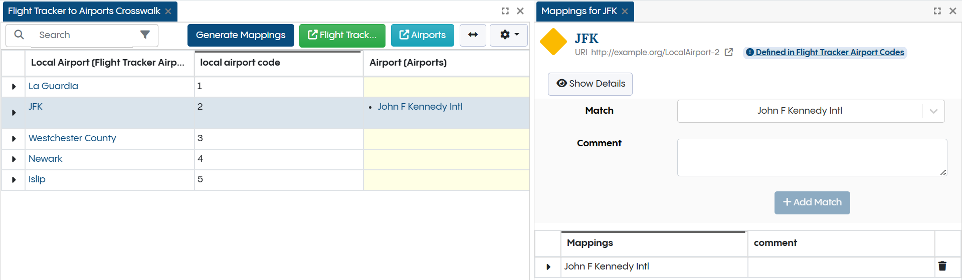 Flight Tracker Mappings - JFK