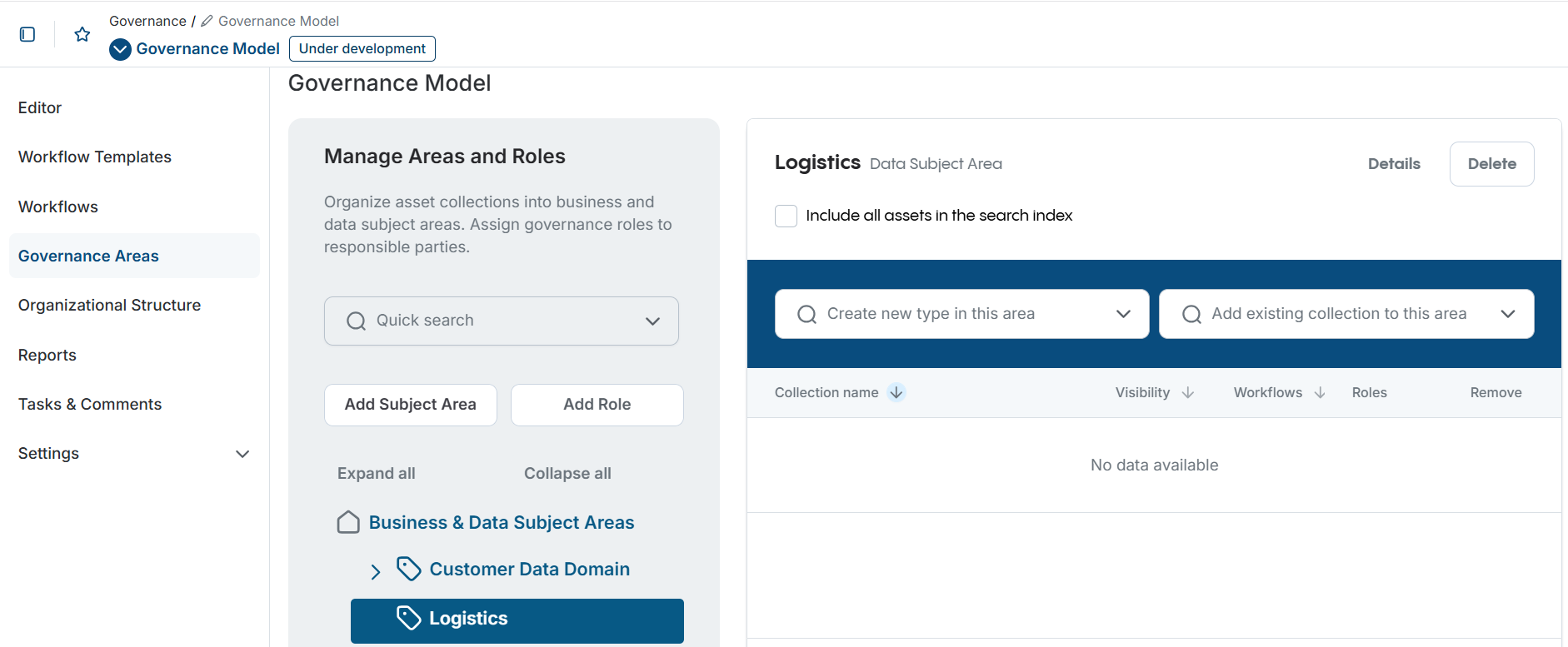 Governance Areas - Logistics