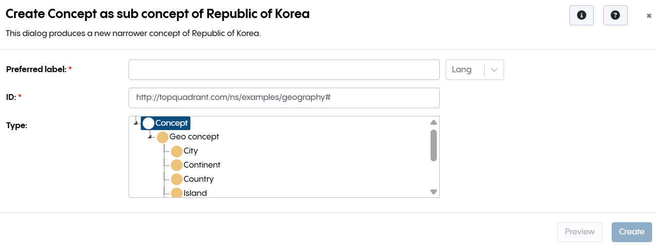 Create Subconcept Menu