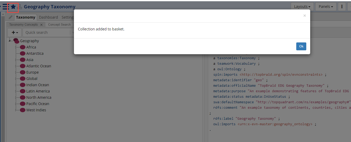 Add Collection to Basket Dialog