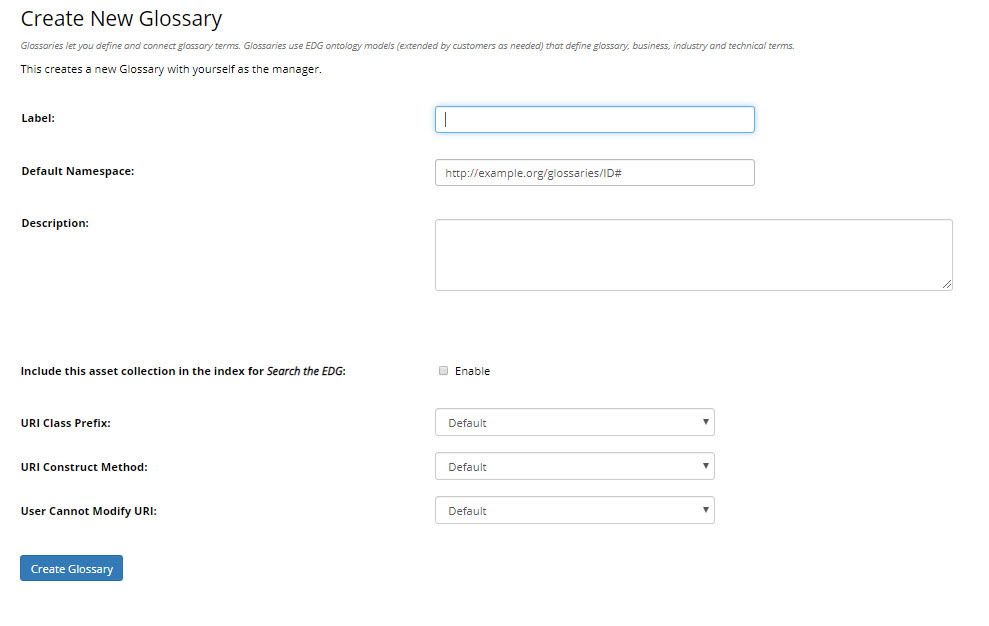 Create New Glossary