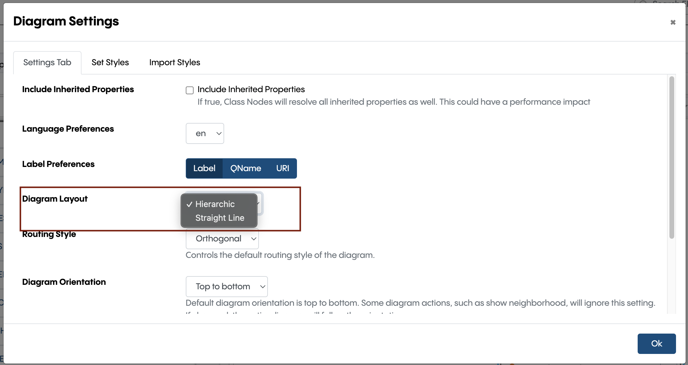 EDG Diagram Layout Settings