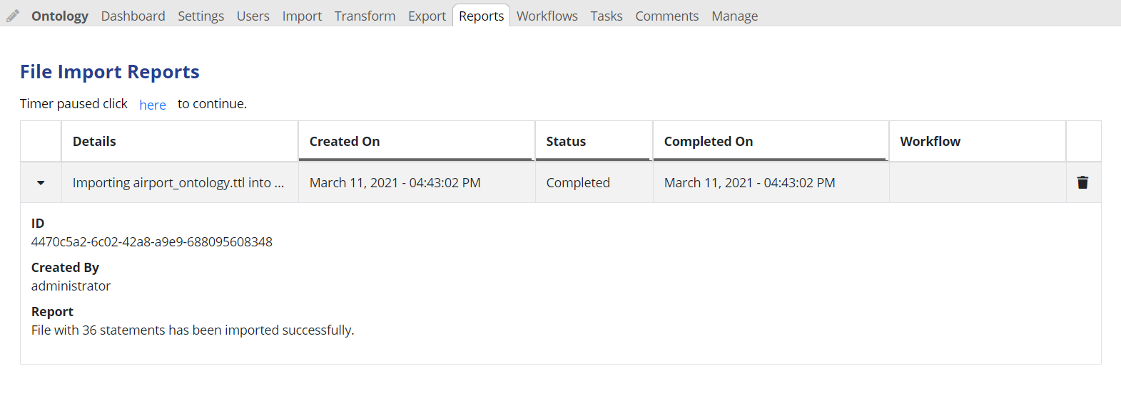 File Import Reports Page