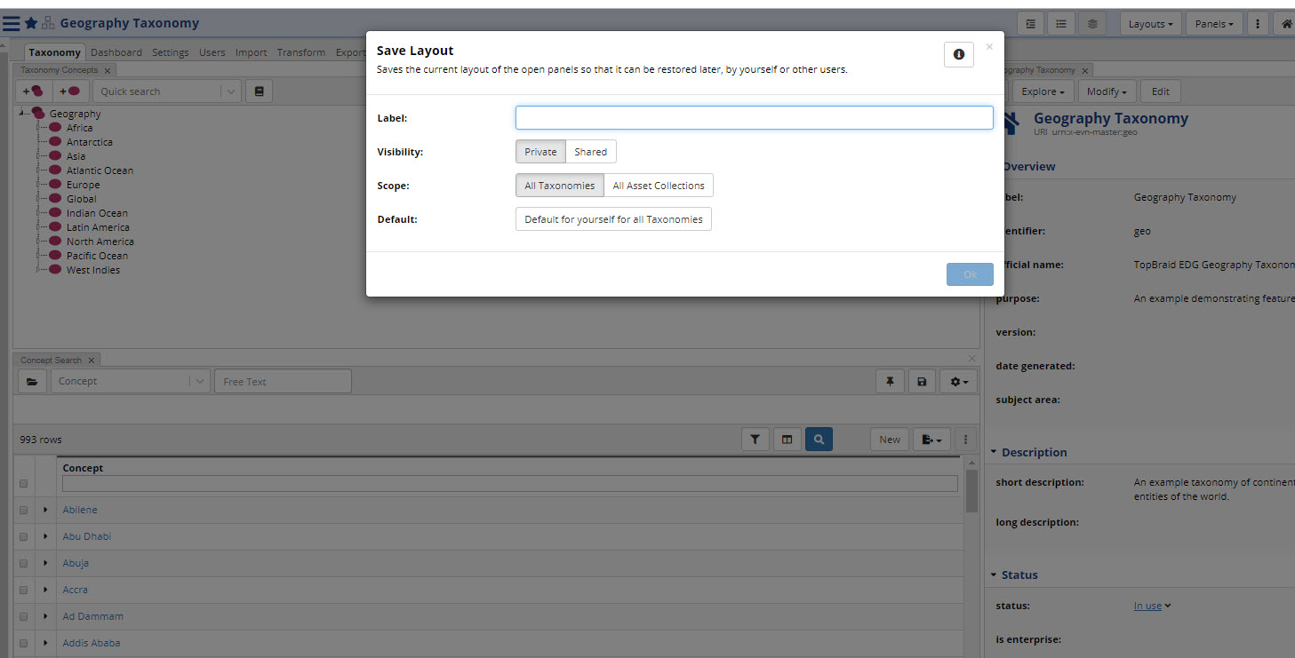 Save Layout Dialog Box
