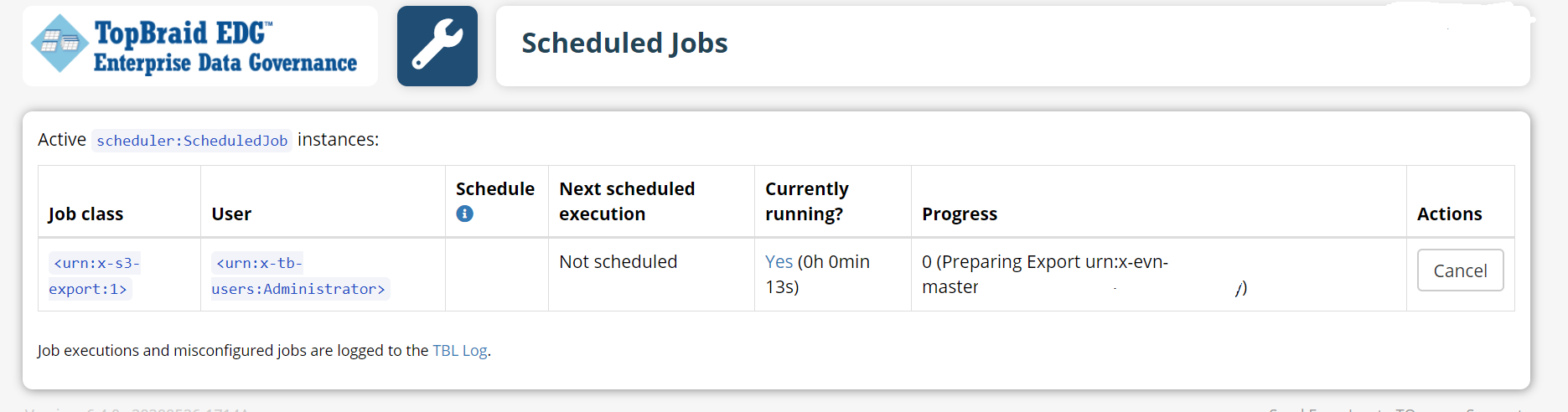 Scheduled Jobs Page