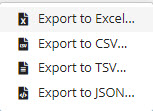 Search Results Export Options