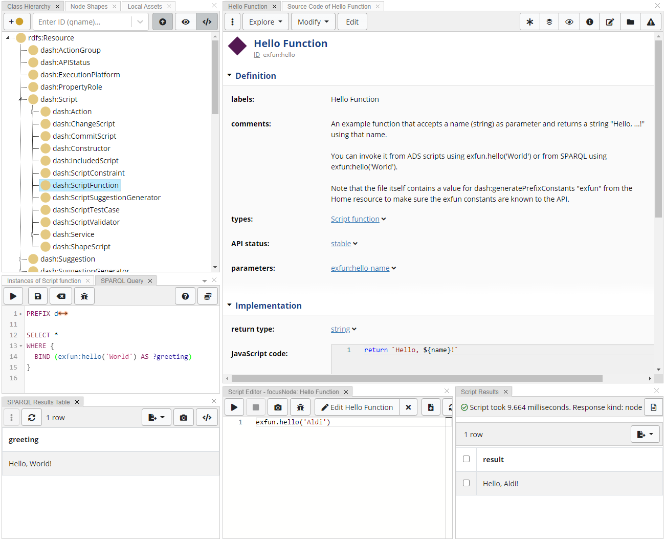 EDG Studio rendering the hello function