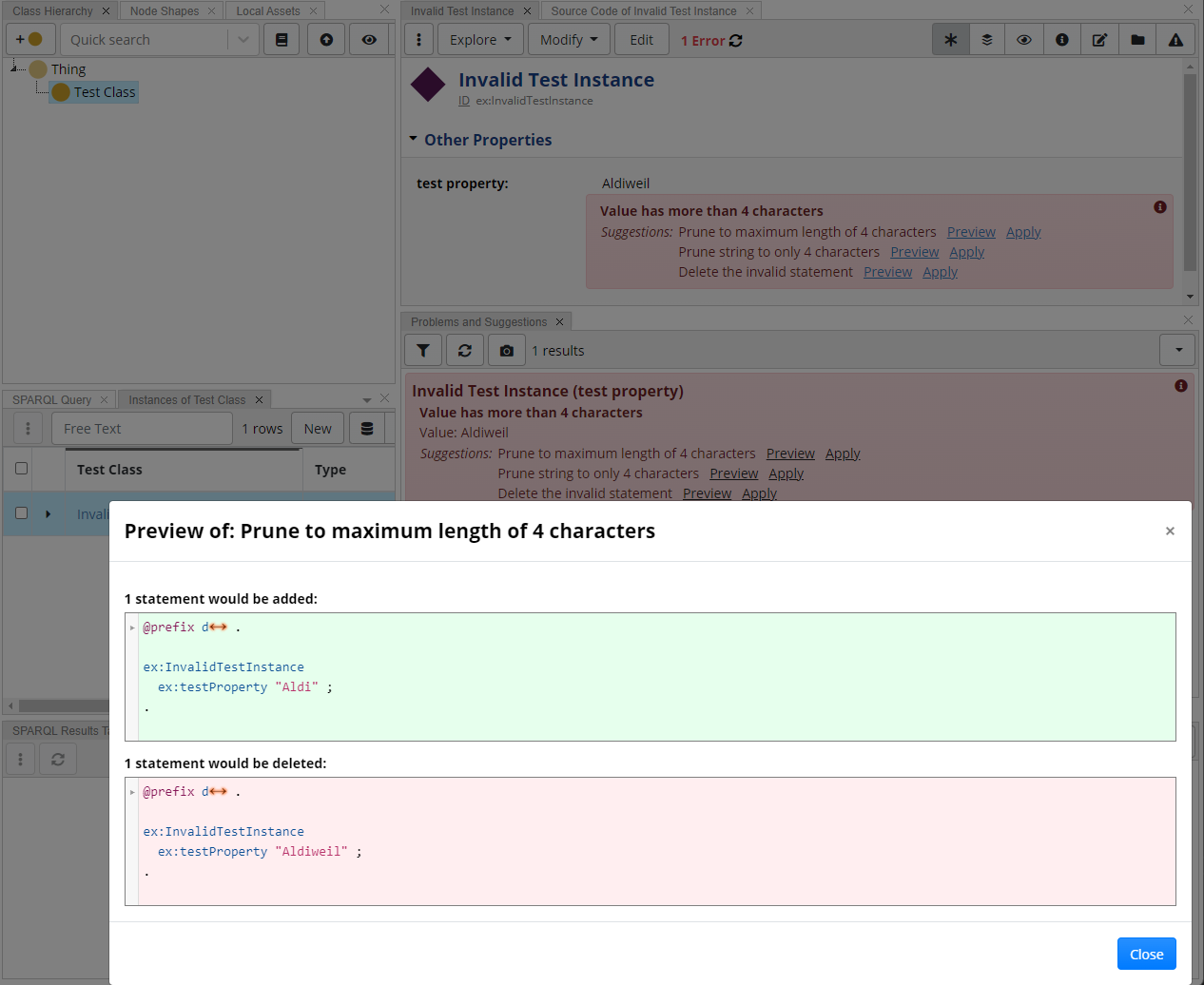 EDG Studio with a suggested fix to a constraint violation