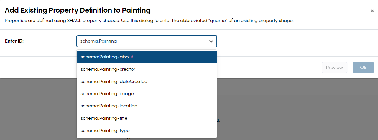 Add Existing Property to Painting View
