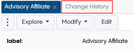 Advisory Affiliate Change History Page