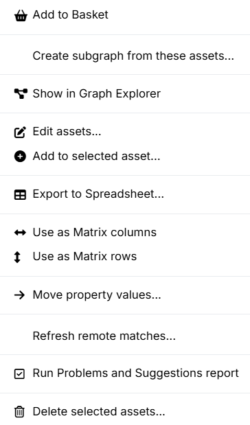 Asset List More Options