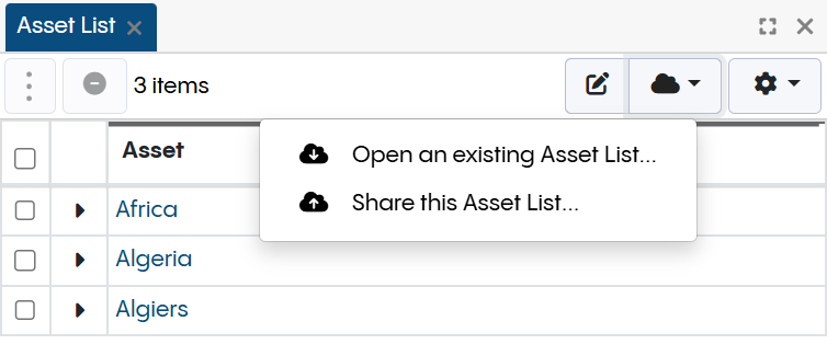 Asset List Options