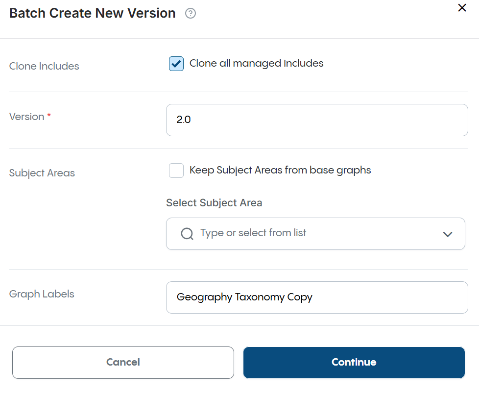 Batch Create a New Version Form
