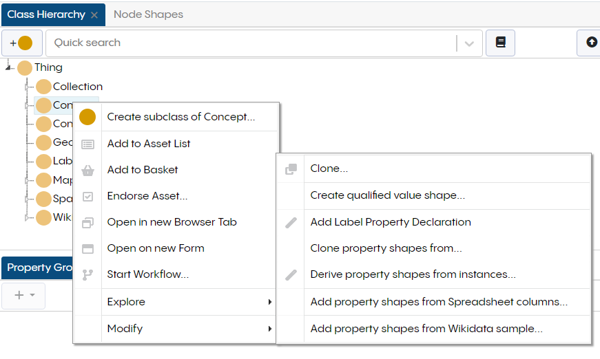 Ontology Modify Menu