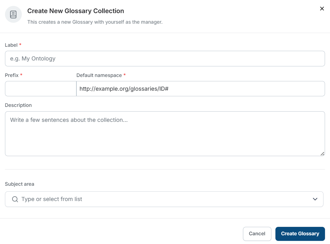 Create New Glossary