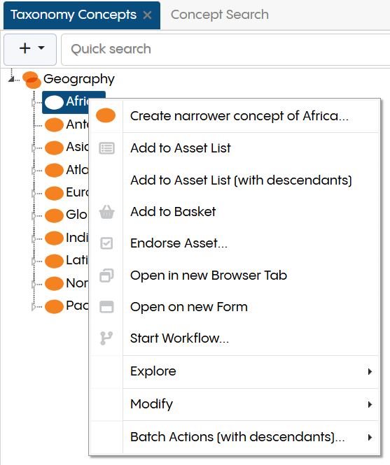 Asset Menus