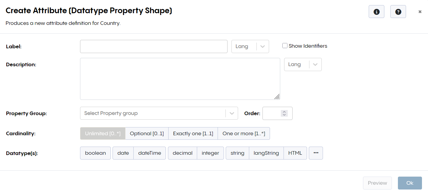 Create Attribute Dialog