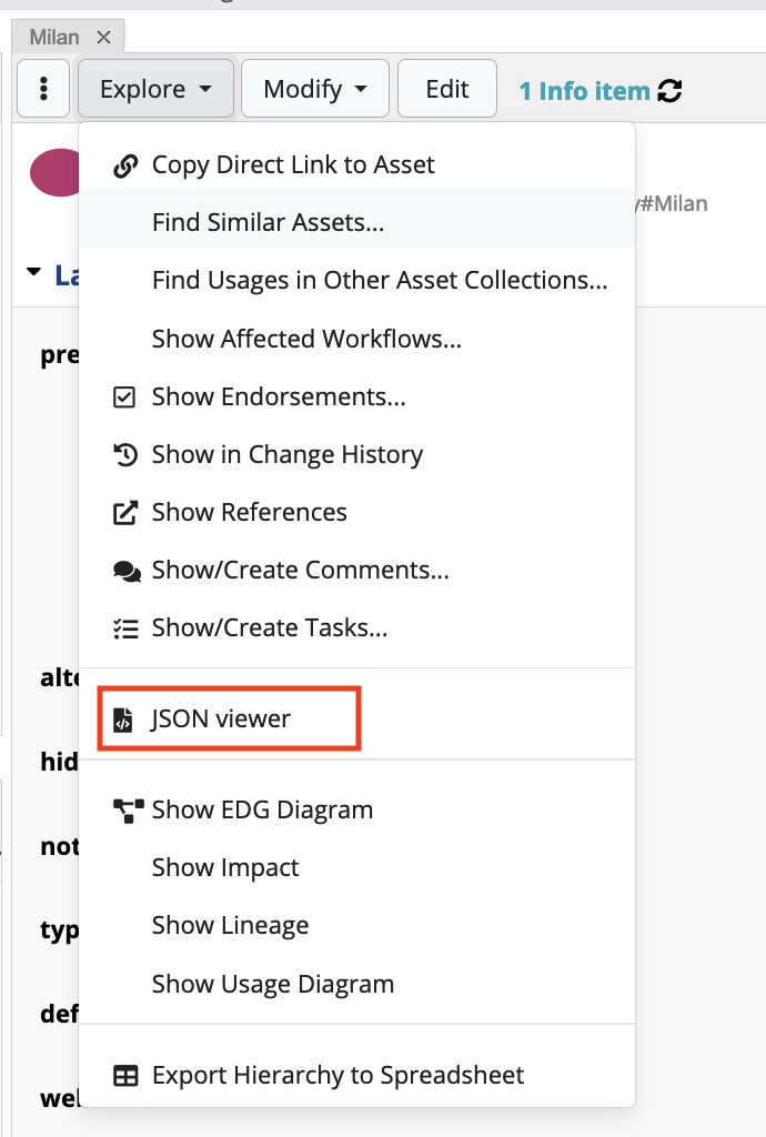 Custom Resource Explore Action Menu