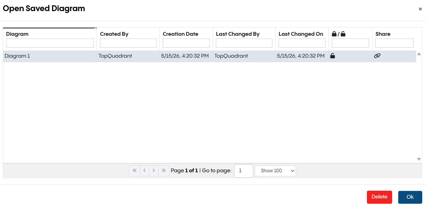 EDG Diagram Open Saved Diagram Dialog