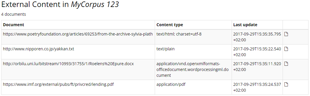 External Content Table