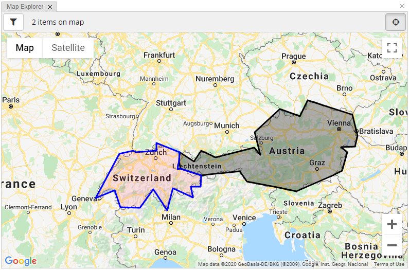 Map Explorer - Switzerland and Austria