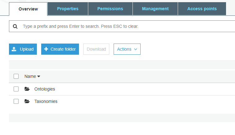 S3 Export Folders Page