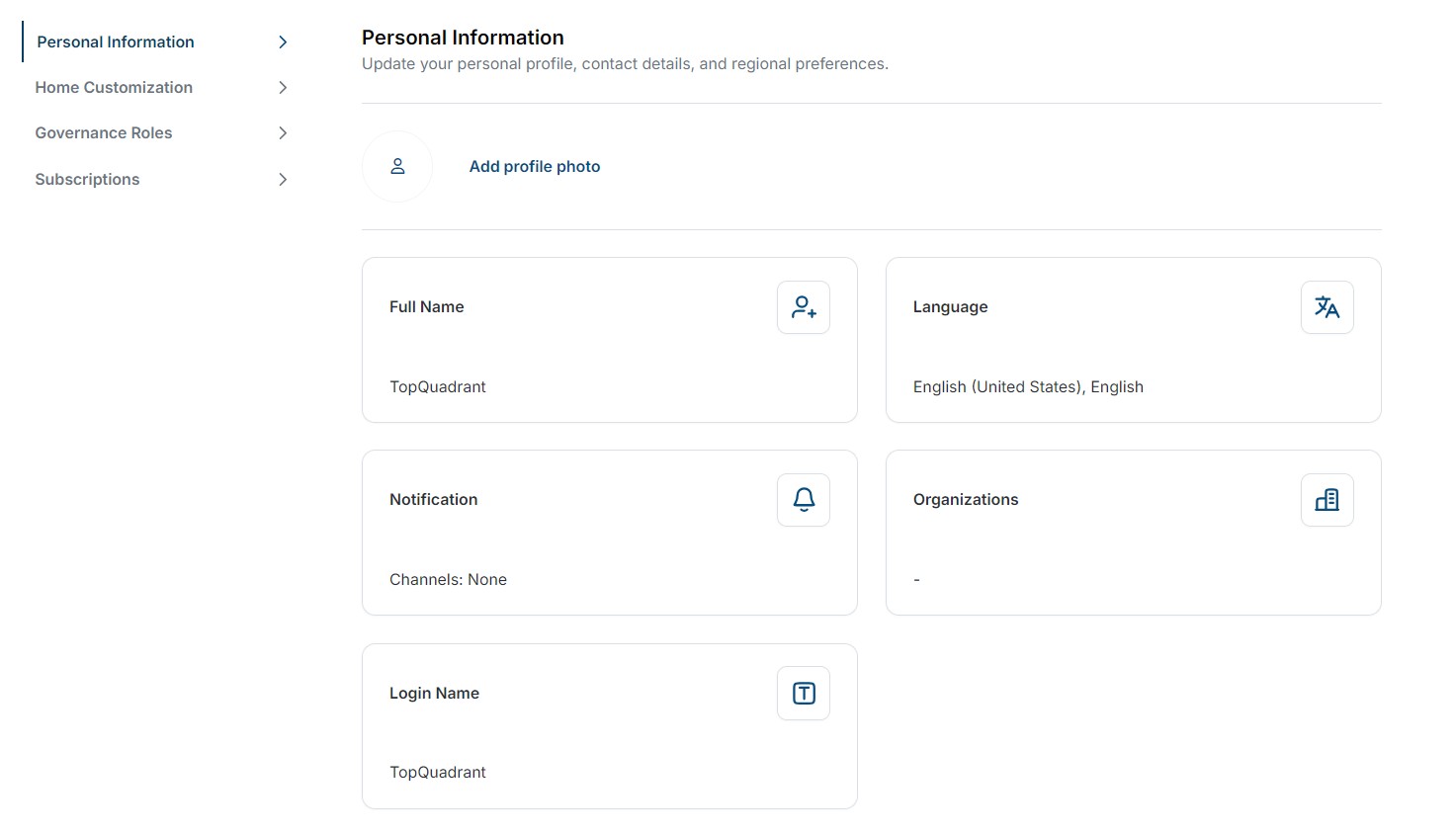 User Settings Page