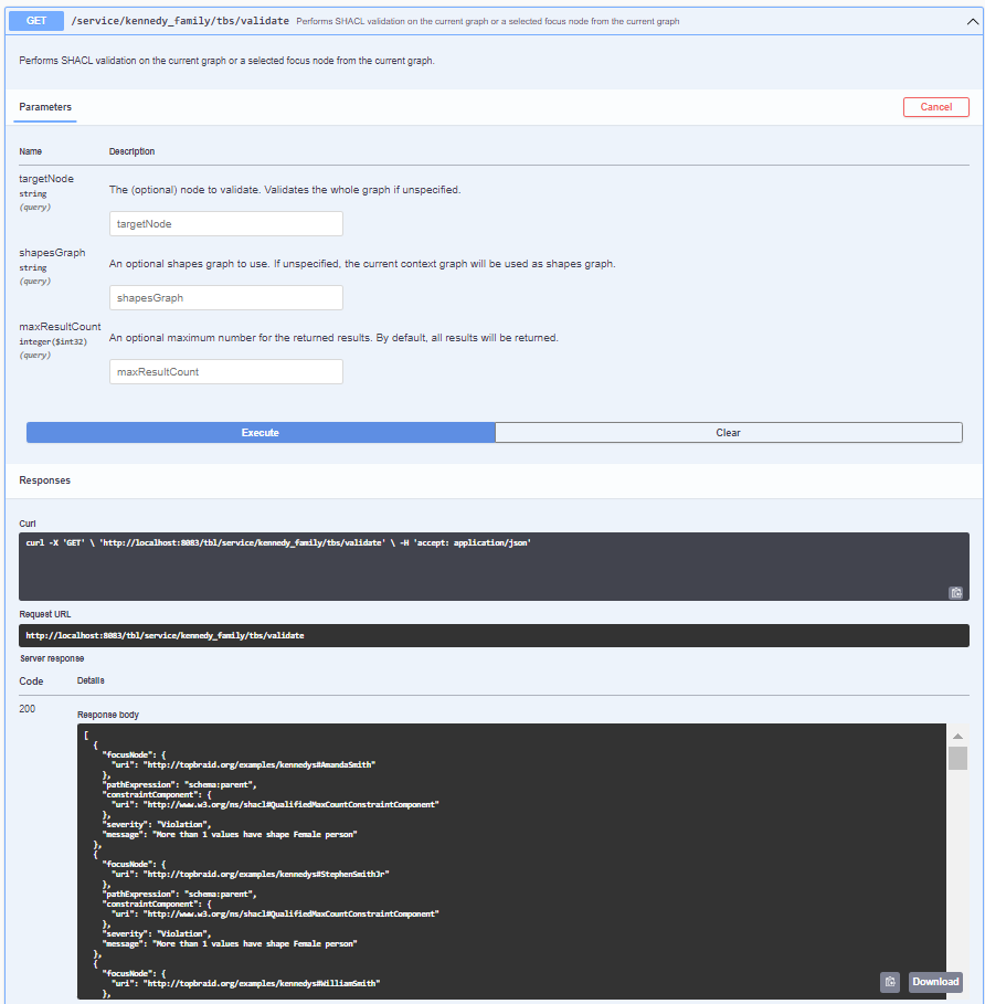 Swagger validate TBS Web Service
