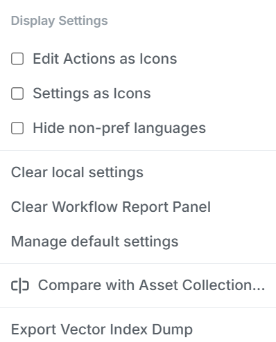 Editor-wide Configuration Settings Dropdown