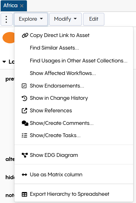 Explore Dropdown