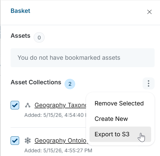 Export Asset Collections Using Basket