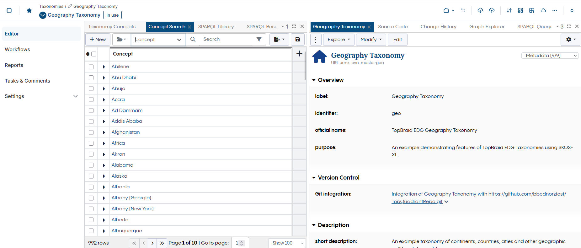 Geography Taxonomy Page