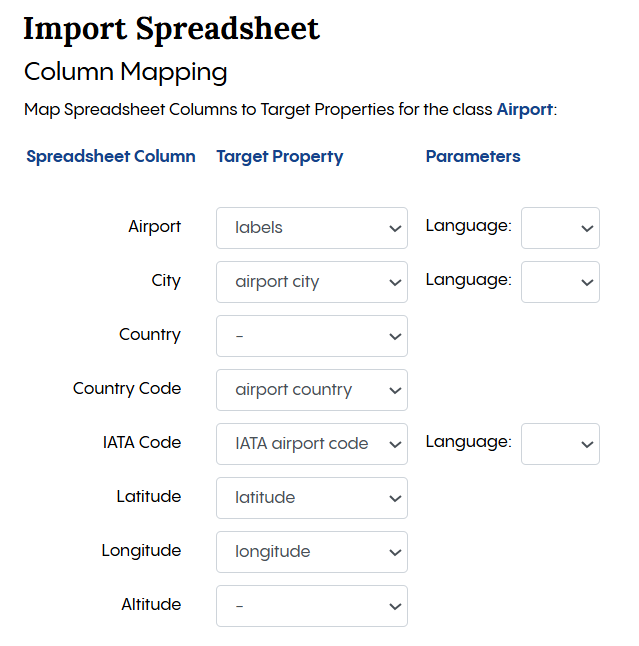 Import Spreadsheet Page