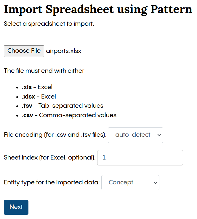 Import Spreadsheet using Pattern