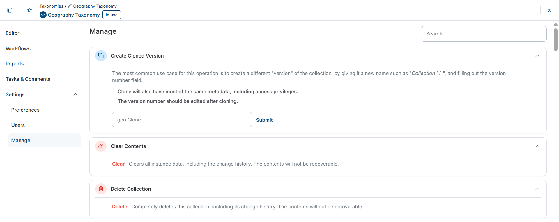 Manage Page
