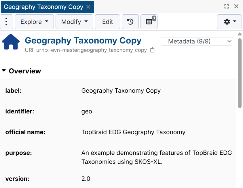 Metadata Overview and Status