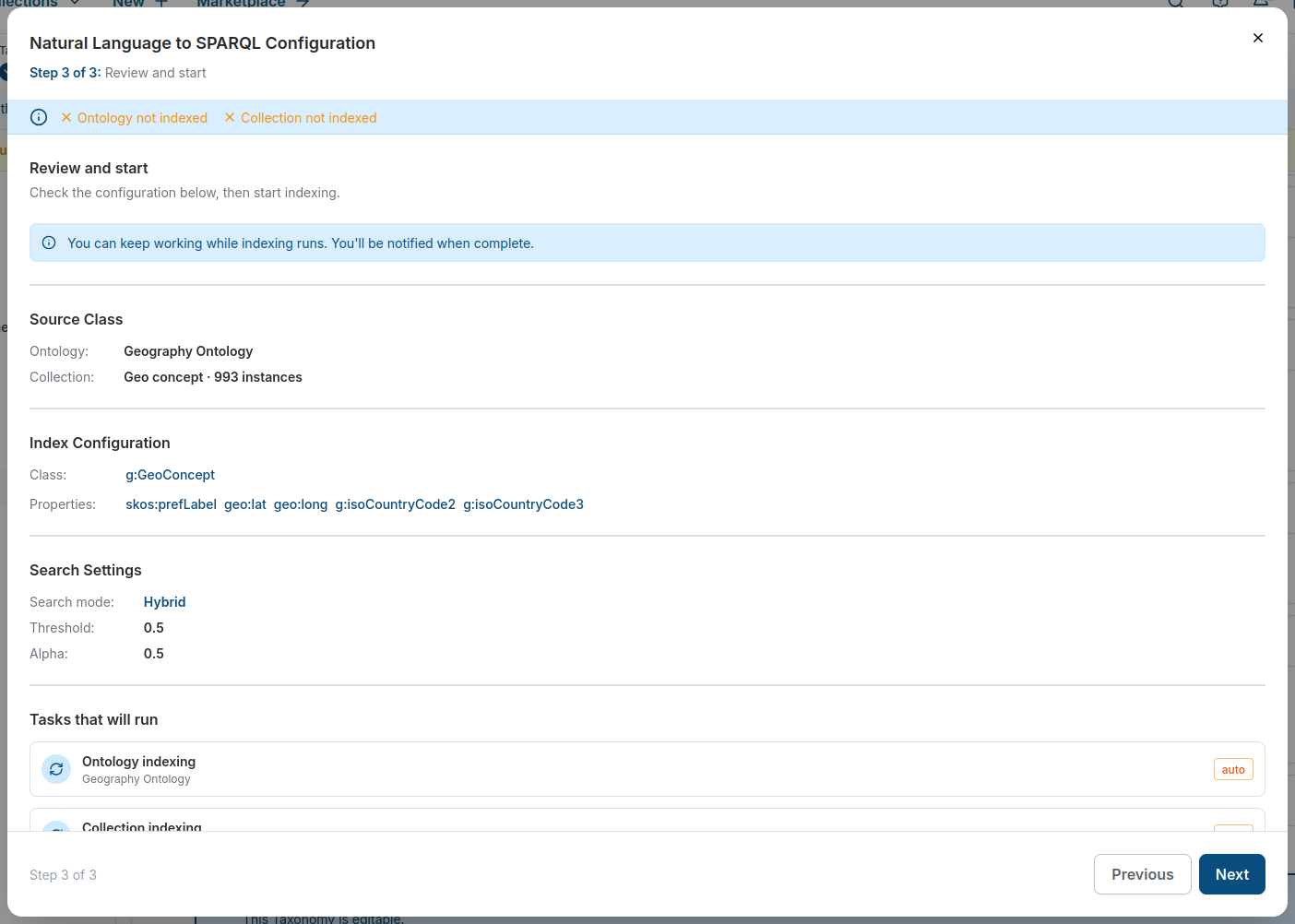 Step 3 of the manual configuration, reviewing the configuration