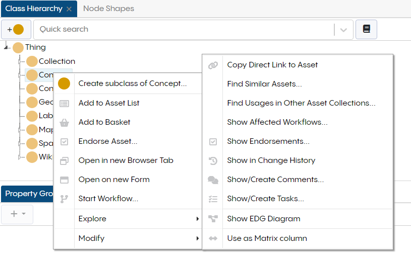Ontology Explore Menu