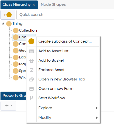 Ontology Right Click Options