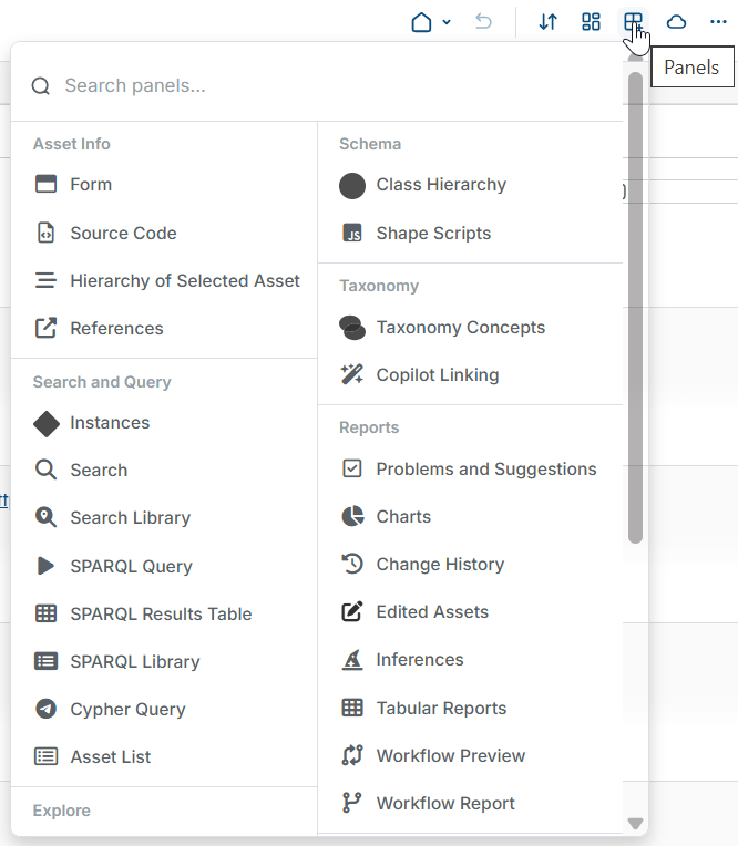 Panels List Dropdown