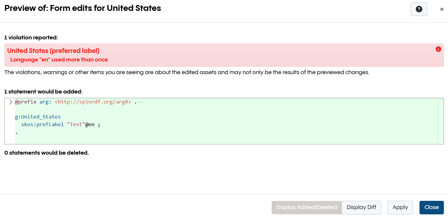 Preview of Form Edits for United States