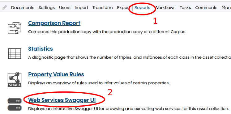 Screenshot showing how to get to the Swagger UI