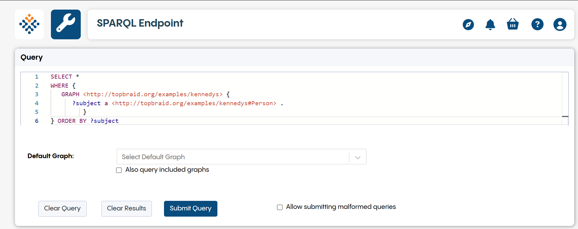 Screenshot of TQ Data Foundation's SPARQL endpoint page