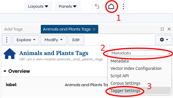 Screenshot showing how to get to the Tag Set Settings