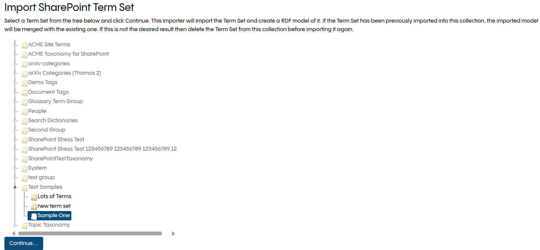 Import Sharepoint Term Store Select Set