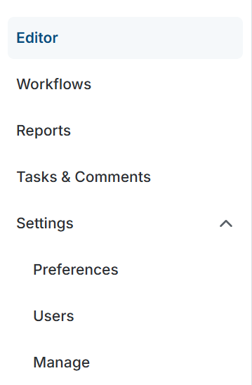 Vertical Menu Bar of the Editor