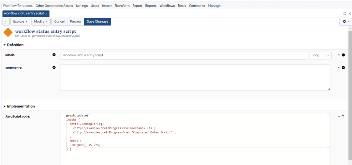 Workflow Status Entry Script
